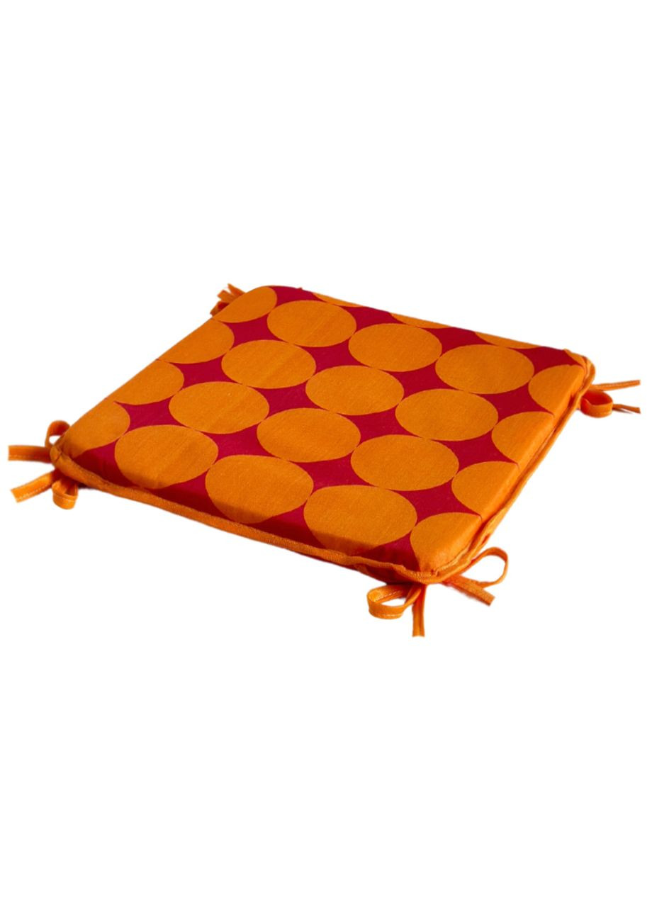 Подушка на стілець на зав'язках 33х33х2 см помаранчевий No Brand (324829440)