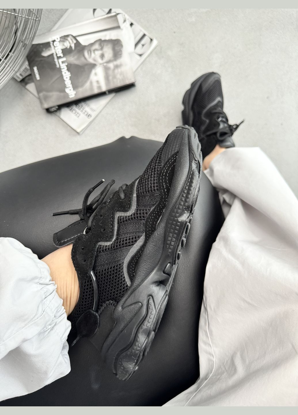 Чорні Осінні кросівки чоловічі і жіночі adidas ozweego black | адідас озвіго чорні No Brand
