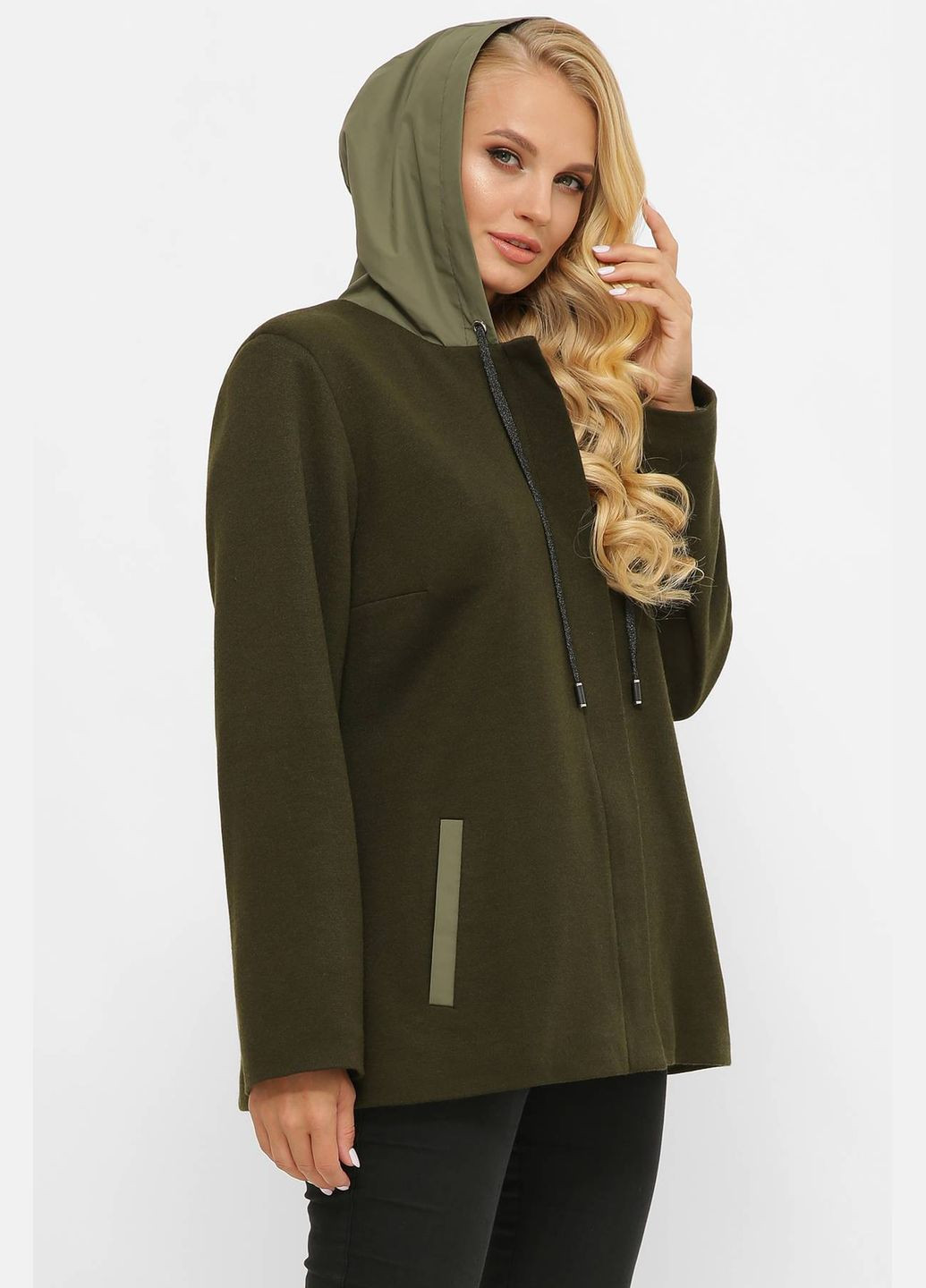 Оливковая (хаки) зимняя легкая куртка из ангоры санти хаки 58 Tatiana