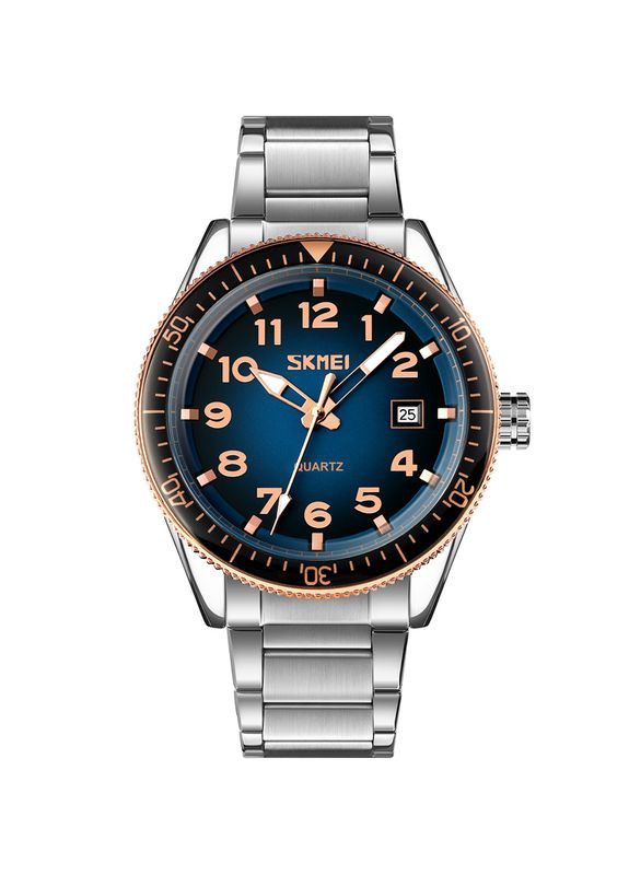 Годинник кварцовий чоловічий Rose Gold-Blue з водонепроникністю 30 м стрілочний класичний ProDobro (367266021)