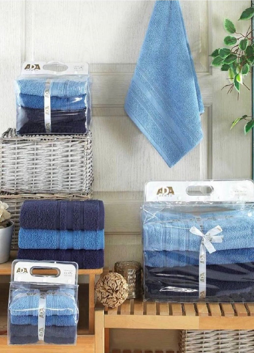 Набор банных полотенец. Vishnya однотонный синий