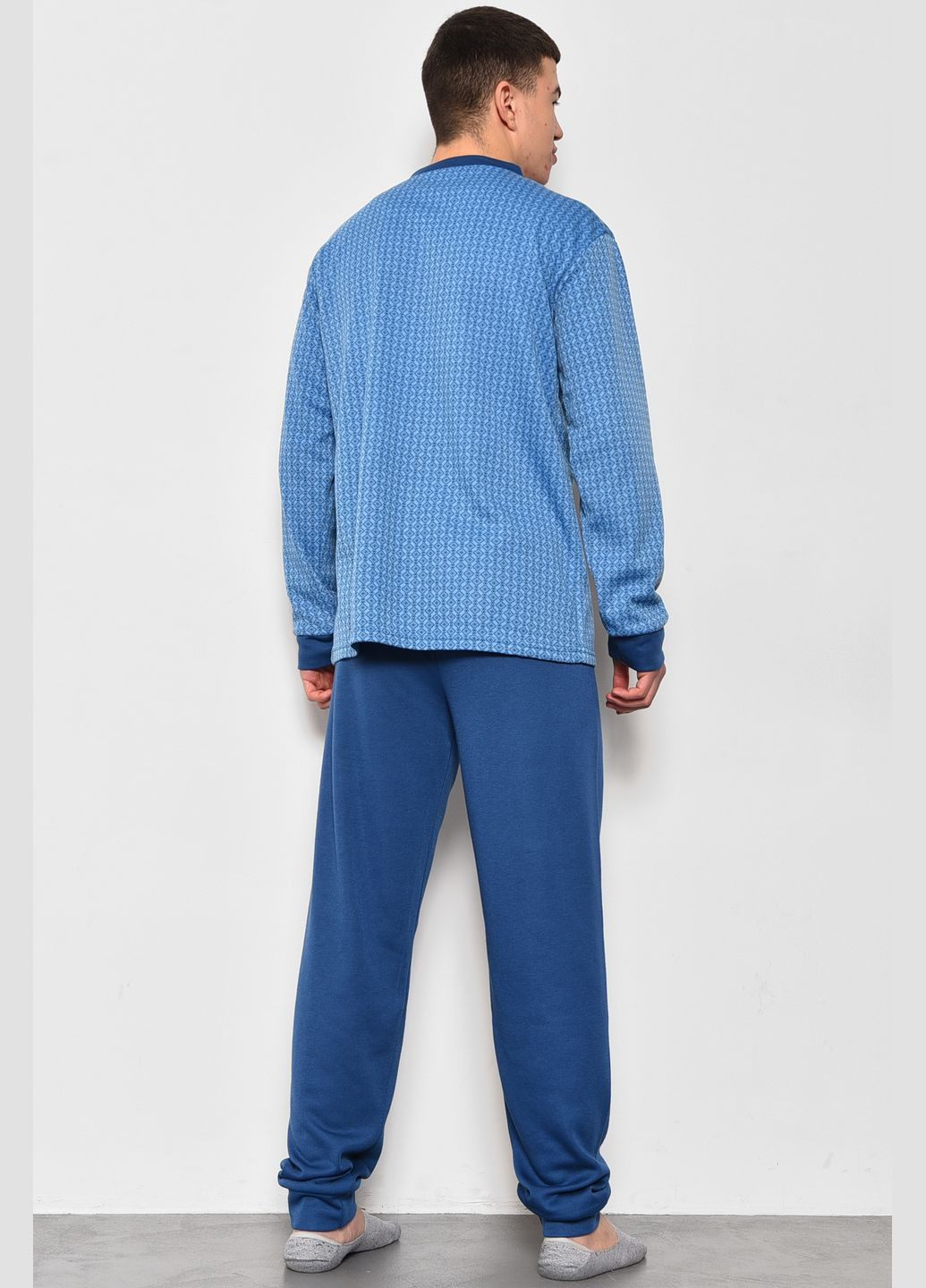Пижама мужская на флисе полубатальная голубого цвета Let's Shop (278761189)