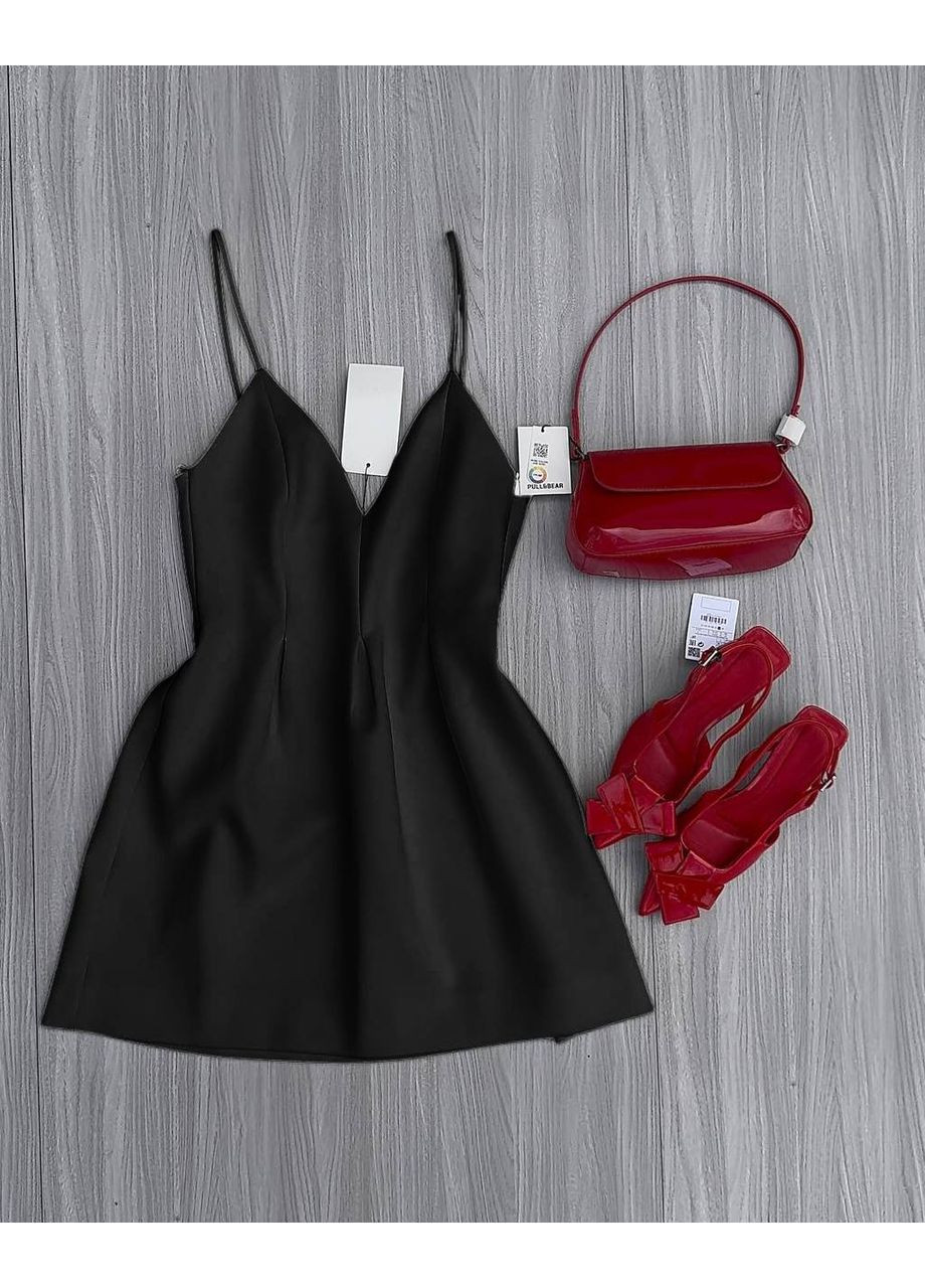 Черное костюмное мини-платье с изящным силуэтом No Brand