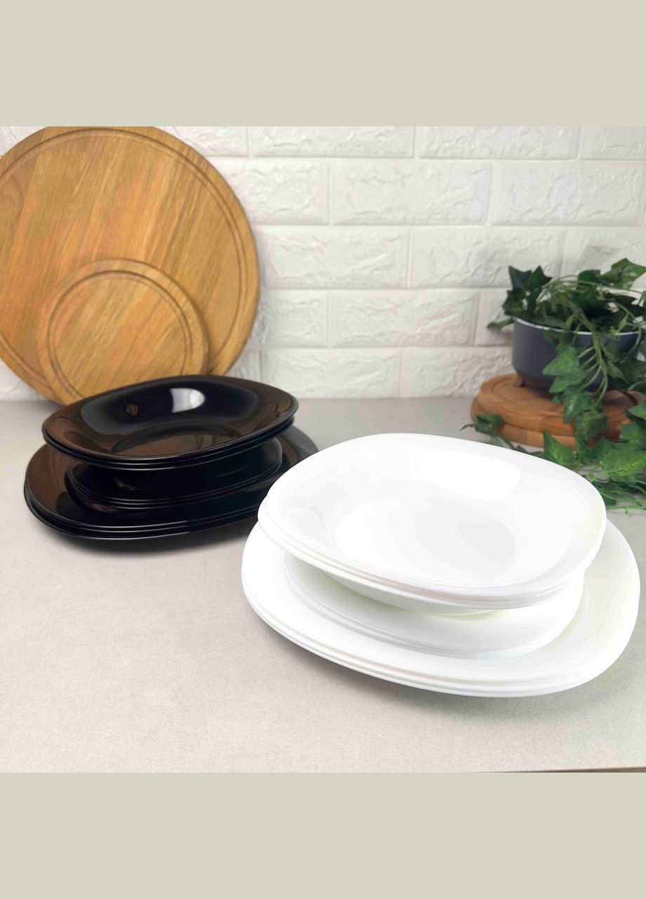 Столовий сервіз чорно-білий квадратний Carine Black/White 18 предметів (N1479) Luminarc (303137971)