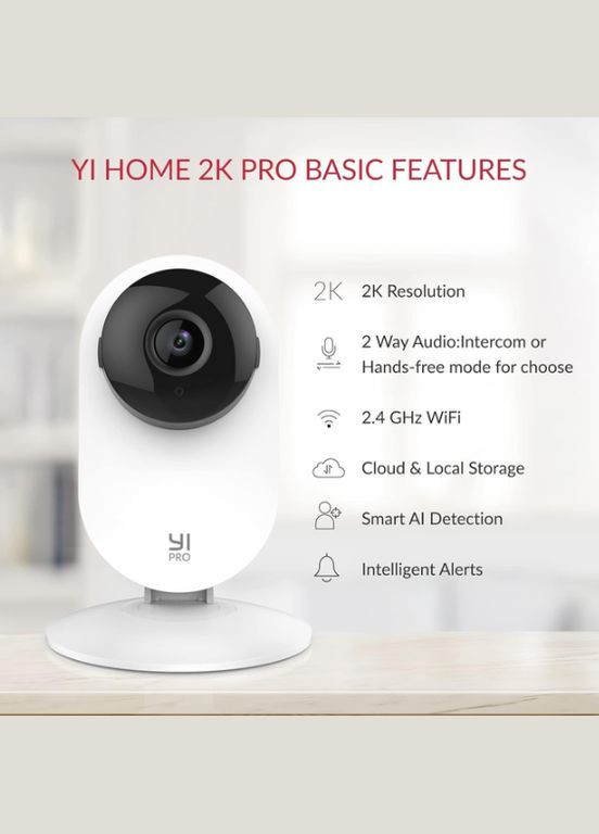 IP-Камера відеоспостереження YI PRO 2K 3MP Home Camera White YYS.62121 Міжнародна версія Yi Home (327433239)