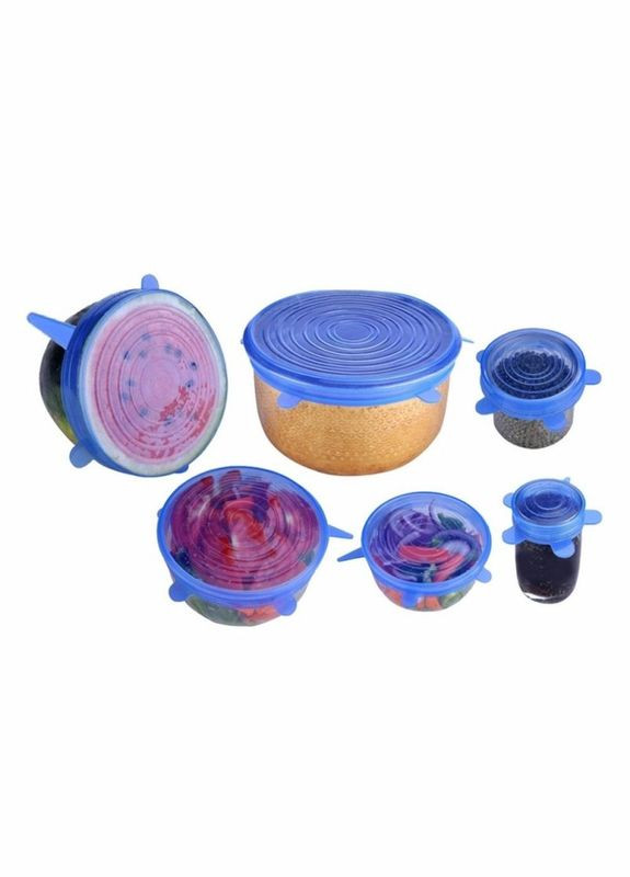 Набір 6шт. Кришки силіконові універсальні для посуду (6.5 см, 9.5 см, 11.4 см, 14.5 см, 16.5 см, 21 см) Po Fanu (328947272)