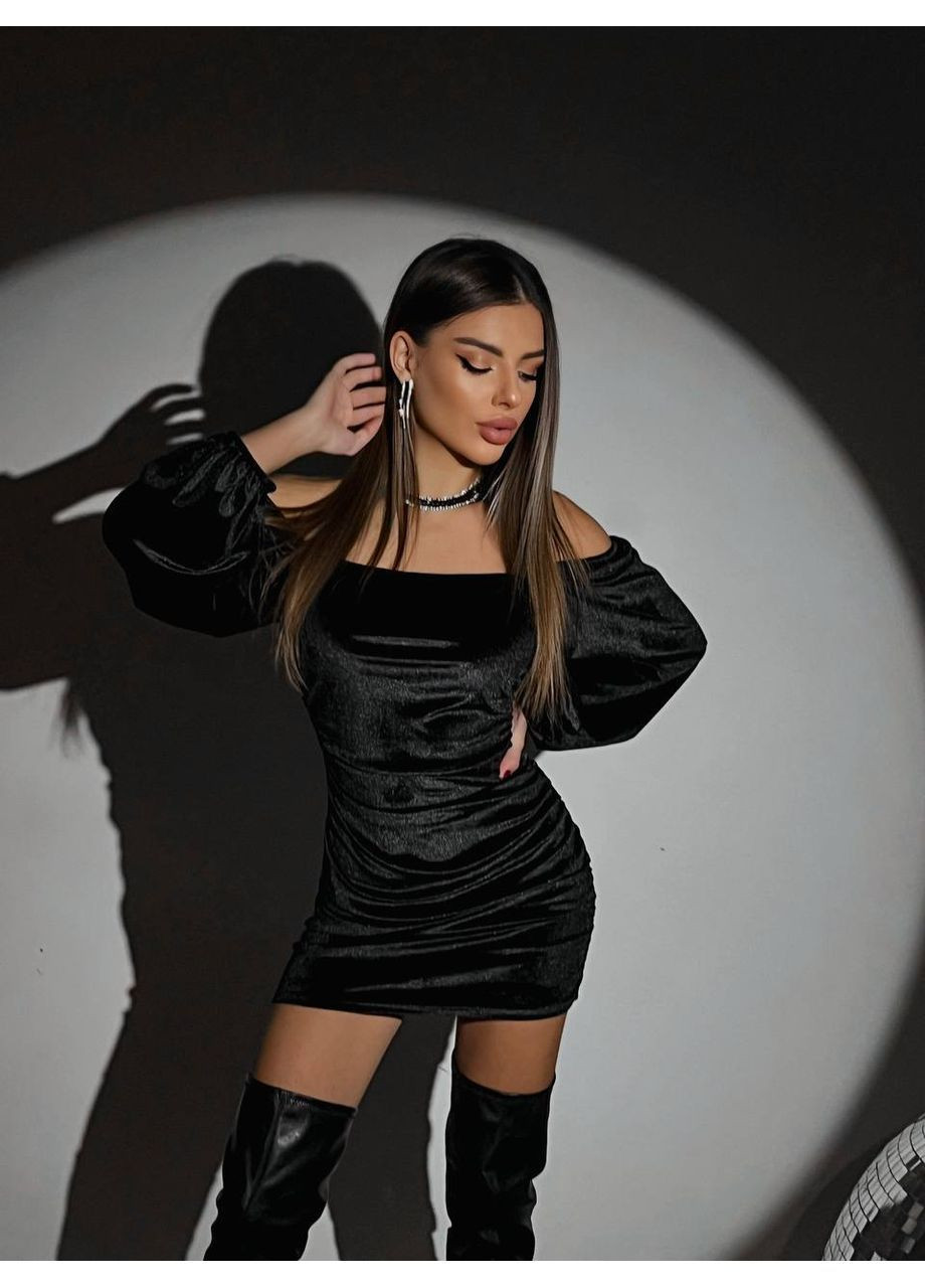 Черное праздничный, вечернее платье No Brand однотонное