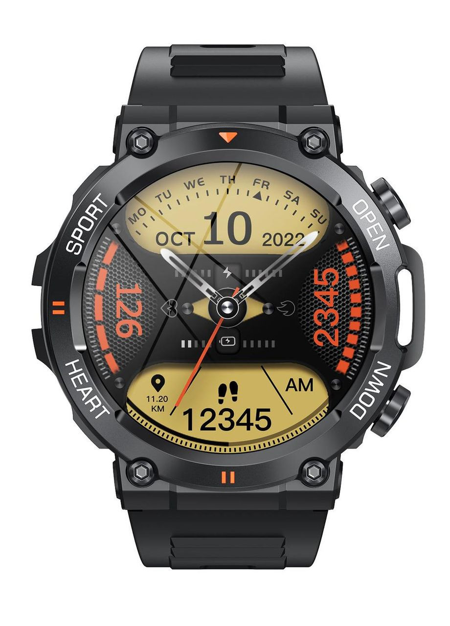 Смарт годинник чоловічий хакі дзвінок біг та плавання Розумний наручний годинник IOS/Andoid чорні No Brand (330245699)