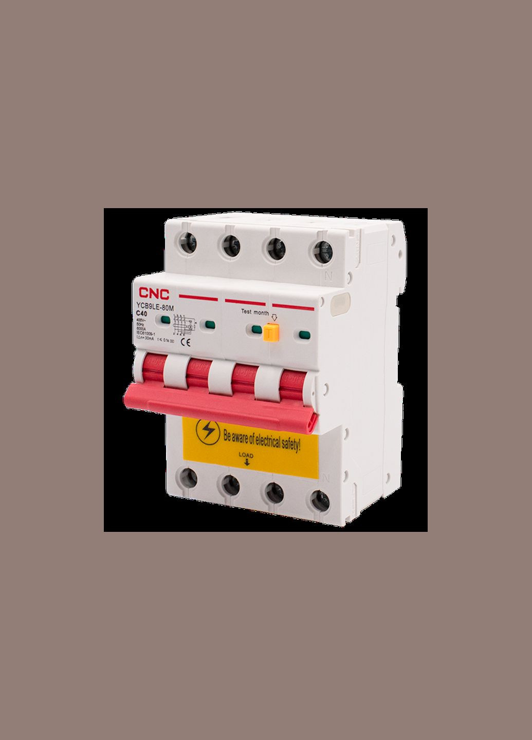 Диференційний вимикач 3Р+N 40А 30мА 6кА "C" тип АС [Б00044025] YCB9LE-80M CNC (338190062)