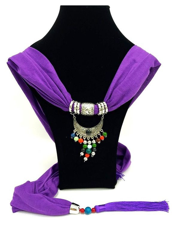 Шарф с украшением трикотаж Фиолетовый Восток No Brand (327419571)