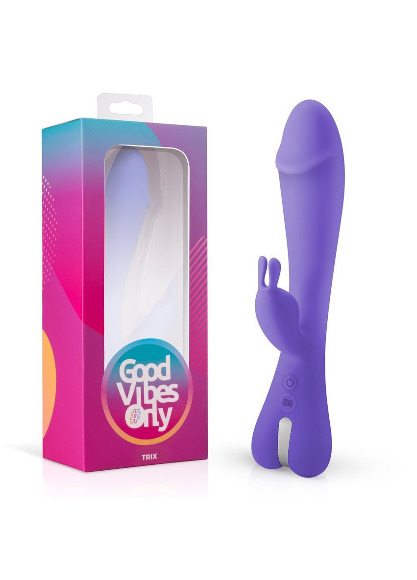 Вібратор-кролик Trix, силіконовий, фіолетовий, 22.5 см х 4 см Good Vibes Only (298936205)