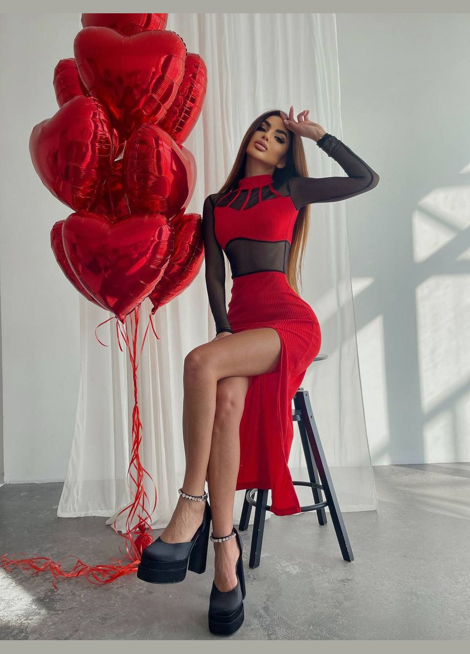 Красное кэжуал платье N.Family однотонное