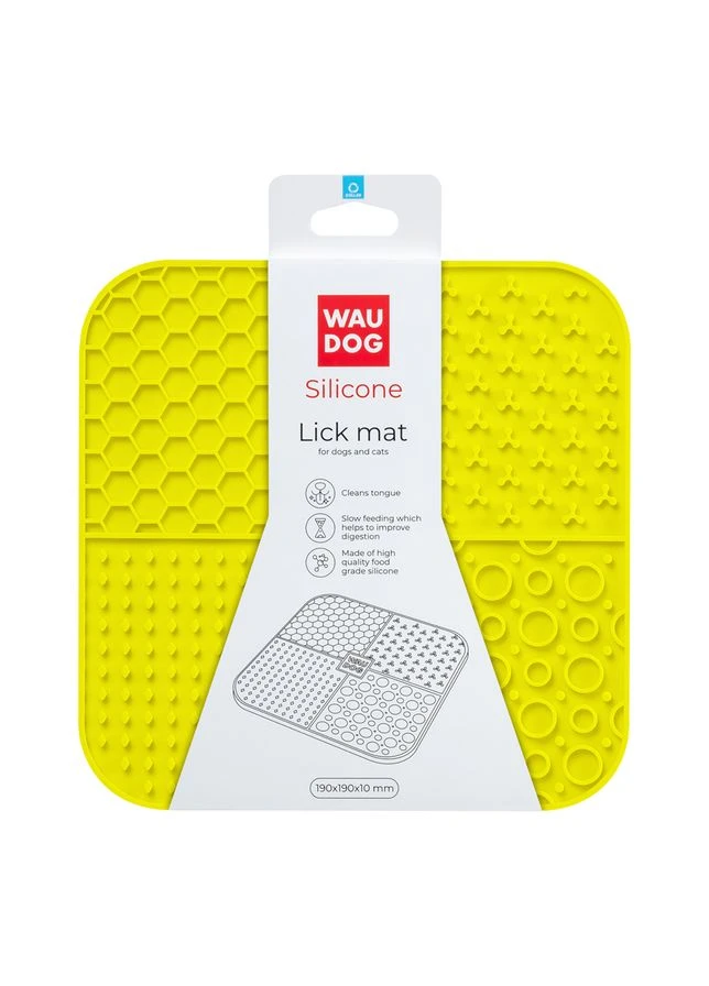 Килимок для злизування Silicone, 190х190х10 мм, жовтий WAUDOG (389115220)