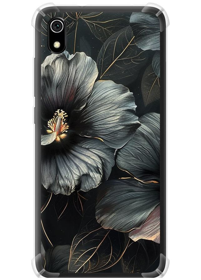 Силіконовий протиударний с посиленими кутами чохол 'Чорні квіти' для Endorphone Xiaomi Redmi 7A (285118650)