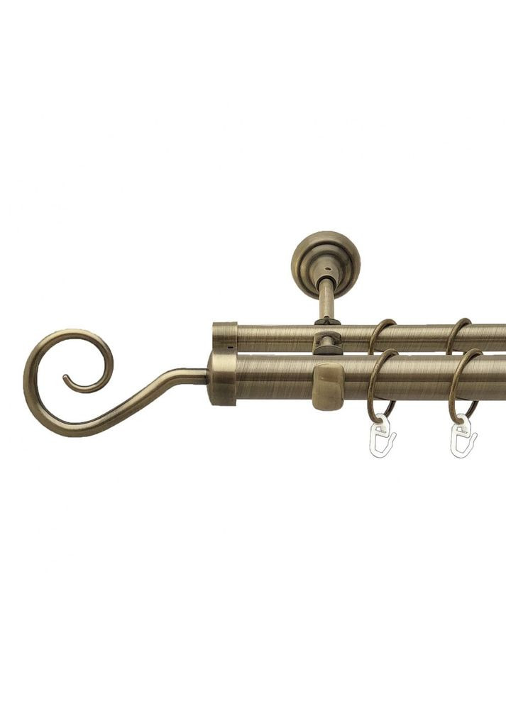Карниз Гак металевий дворядний відкритий гладка труба Антик 25\19 мм 300 см (4199027) ORVIT (300846216)