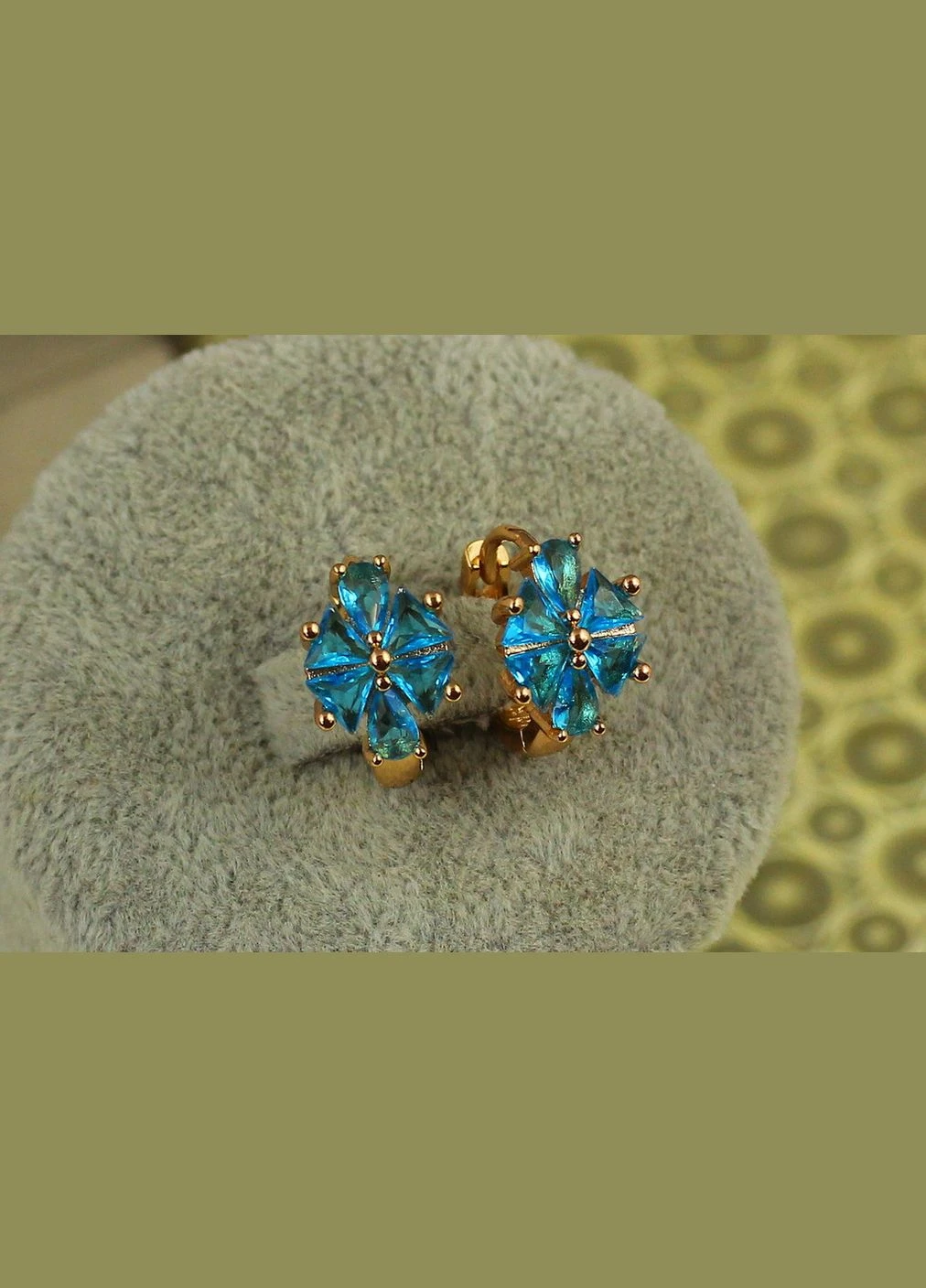 Серьги василька с голубым камнем 1,3 см золотистые Xuping Jewelry (316433312)