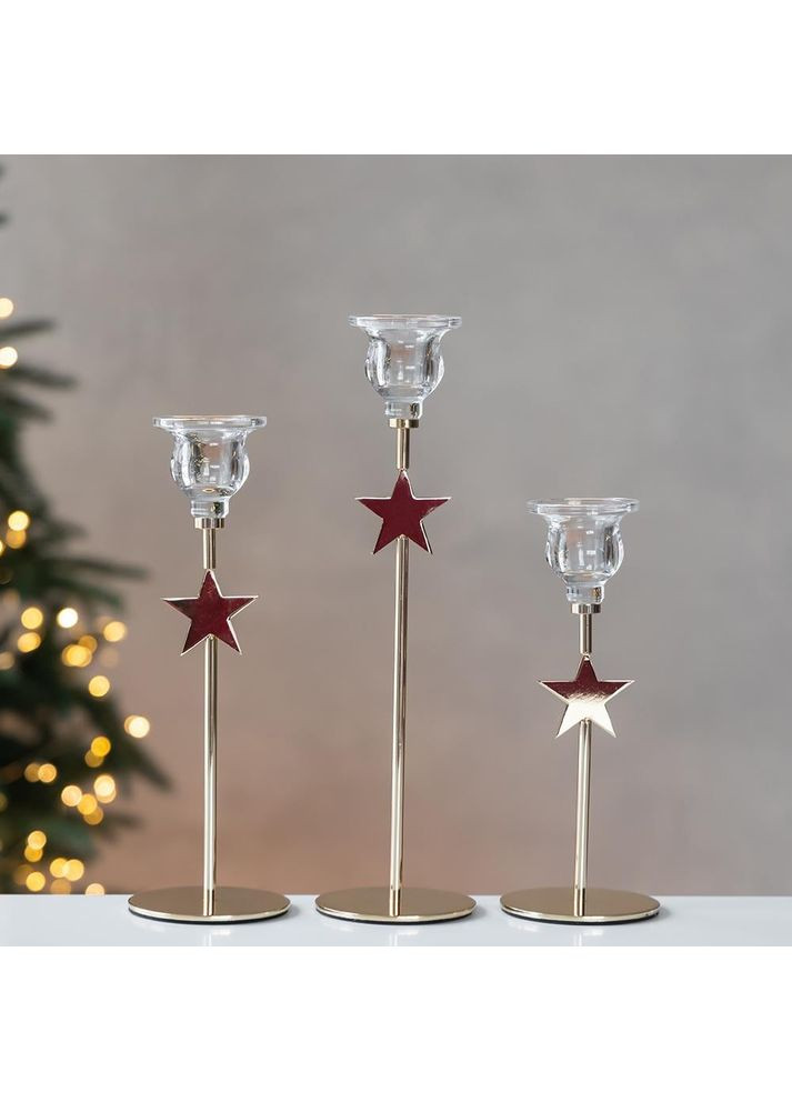 Набор из 3 подсвечников Звездный огонь, 29,5 см ELISEY (366215066)