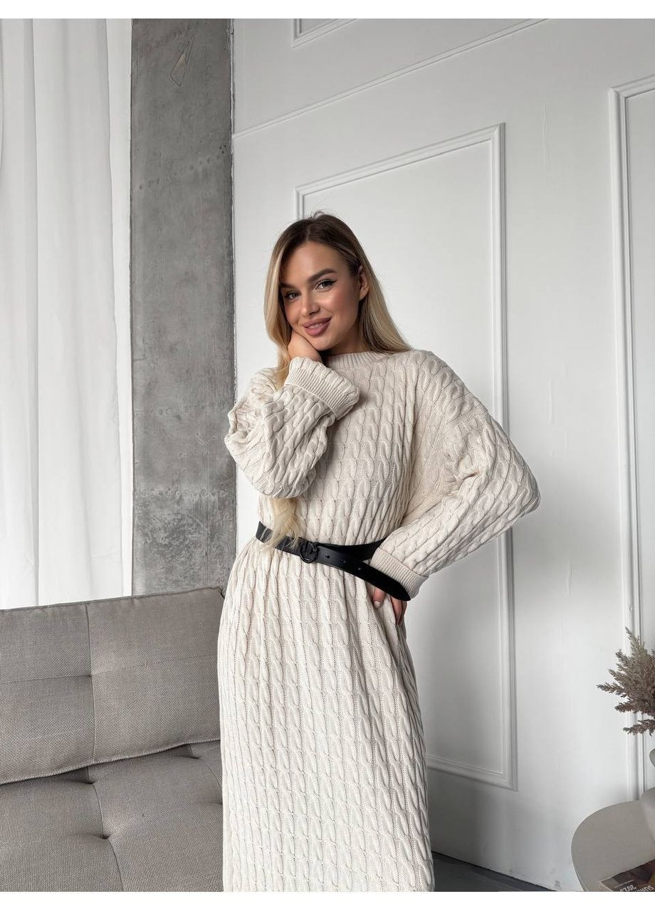 Молочное кэжуал женское платье платье-свитер No Brand