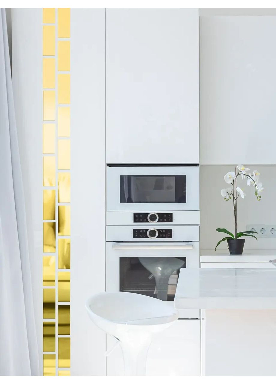 Дзеркальна акрилова наклейка на стіну декоративна з 3d ефектом Злиток 15х6 см 18 шт. золото Ваша Світлість (366334652)