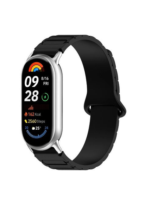 Ремінець сумісний з Xiaomi Mi Band 5, 6, 7, 8, 9. Магнітний Кольорі: чорний. хакі No Brand (370101734)