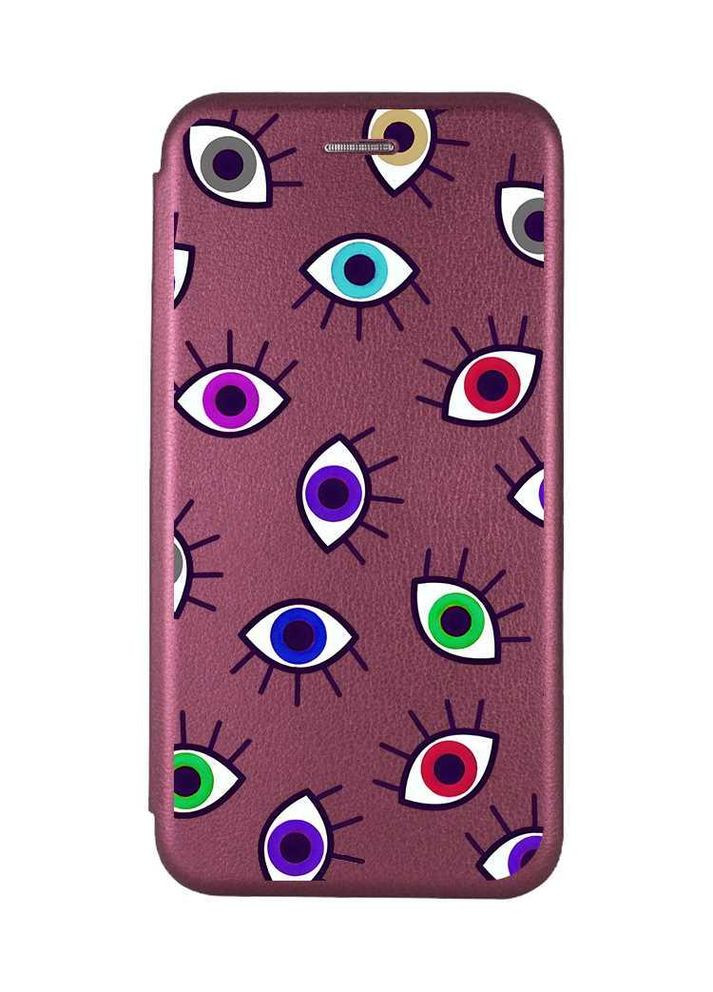 Чохол-книжка бордовий з малюнком на Xiaomi Redmi Note 13 Pro 5G Різнокольорові очі (принт 336) Creative (355397272)
