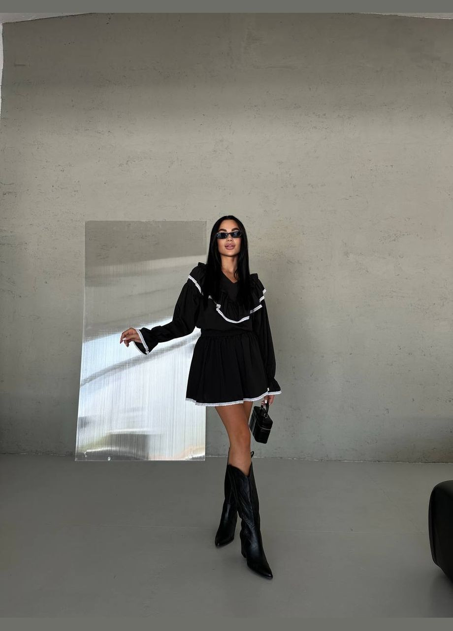 Чорна ділова, повсякденний, коктейльна, вечірня жіноча сукня кльош, з спідницею-сонце FINO Mode