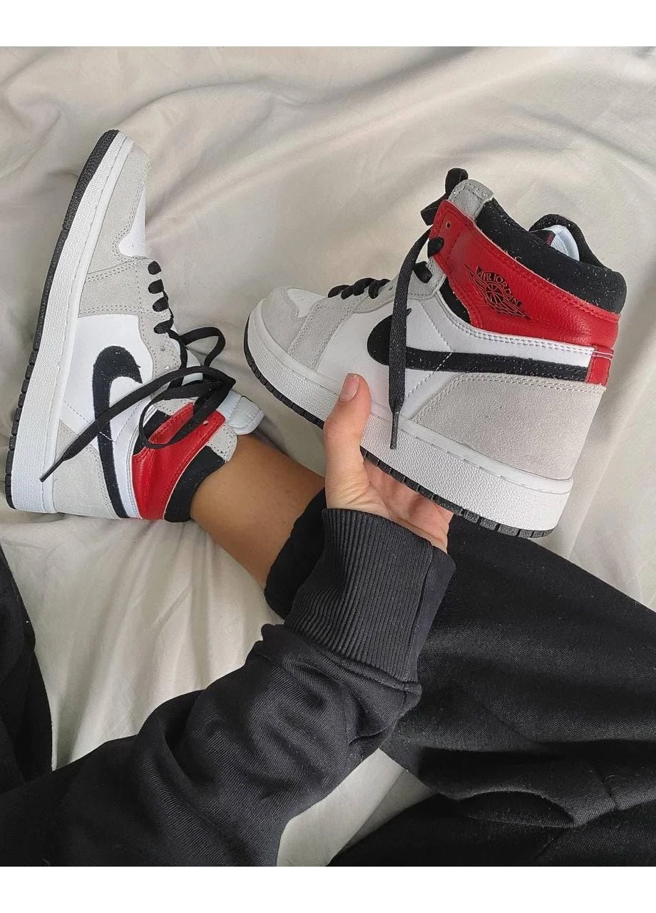 КРОССОВКИ ЖЕНСКИЕ NIKE AIR JORDAN 1 RETRO HIGH LIGHT SMOKE GREY 2 НАЙК АИР ДЖОРДАН СЕРЫЕ No Brand серые демисезоны (391019465)