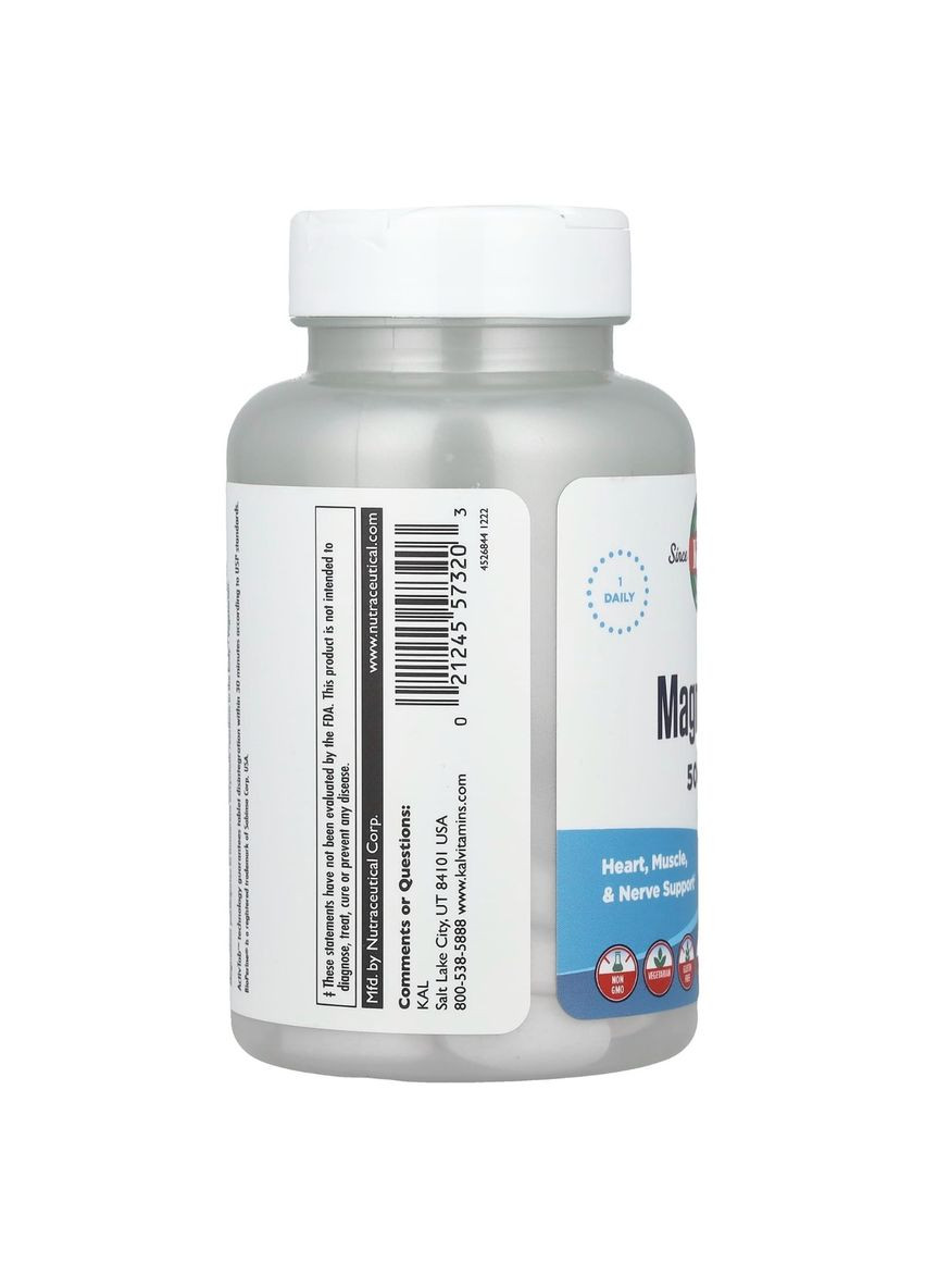 Магній, 500 мг, Magnesium,, 60 таблеток KAL (316701296)
