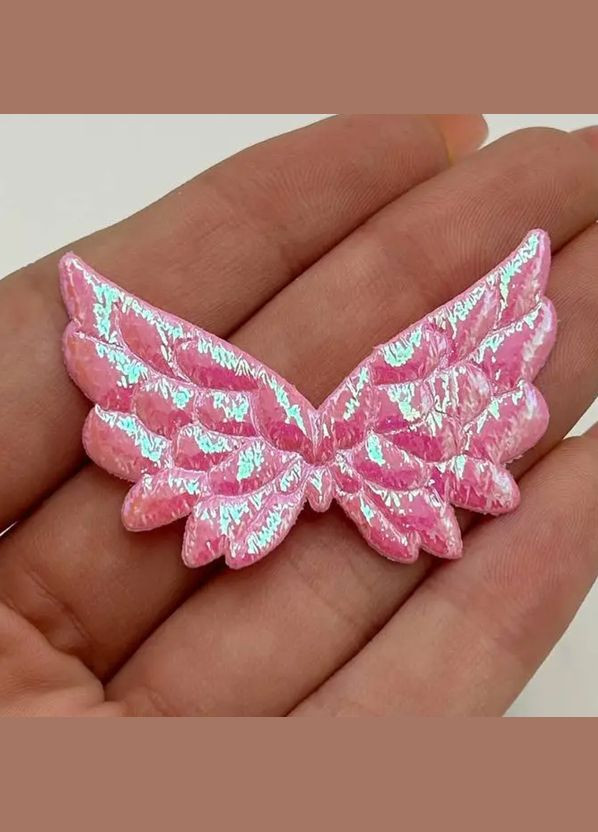 Аппликация "Крылья" 5х3,5 см, ткань, розовый перламутр No Brand (341731363)