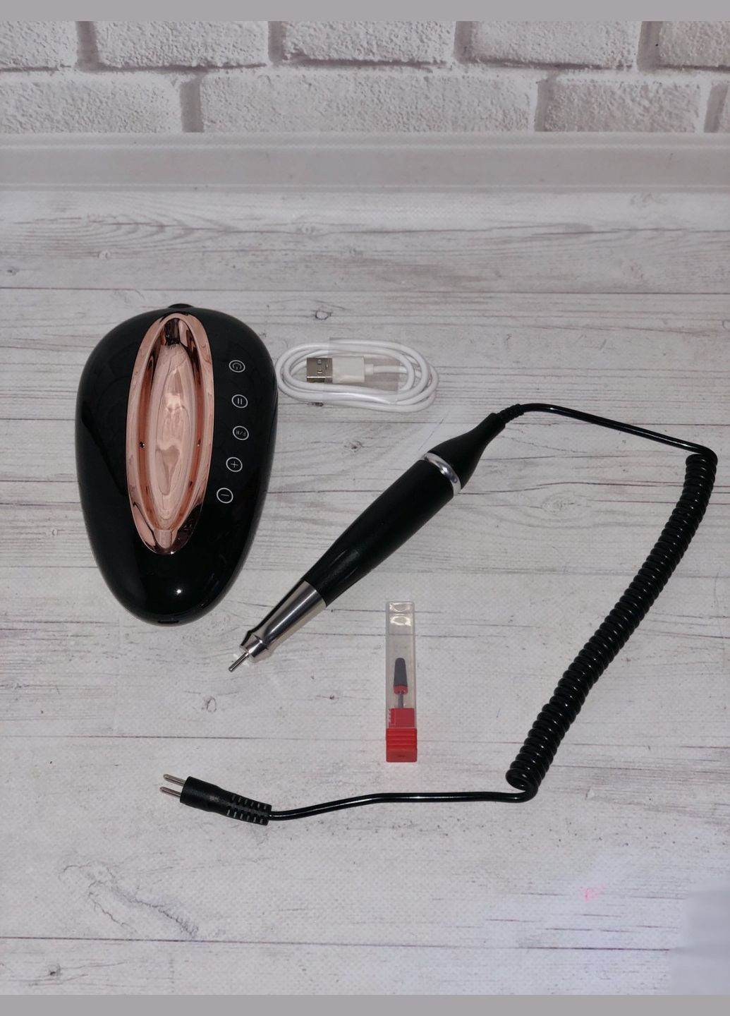 Фрезер для маникюра на аккумуляторе UV-901 (черный), 40000 об./мин. No Brand (298748590)