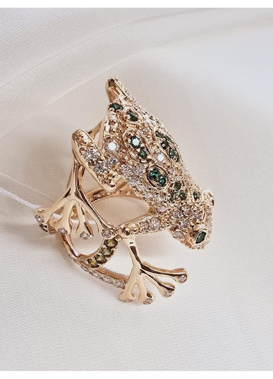 Золота каблучка «Жабка» з фіанітами (17р) кв2306-1к No Brand (367267950)