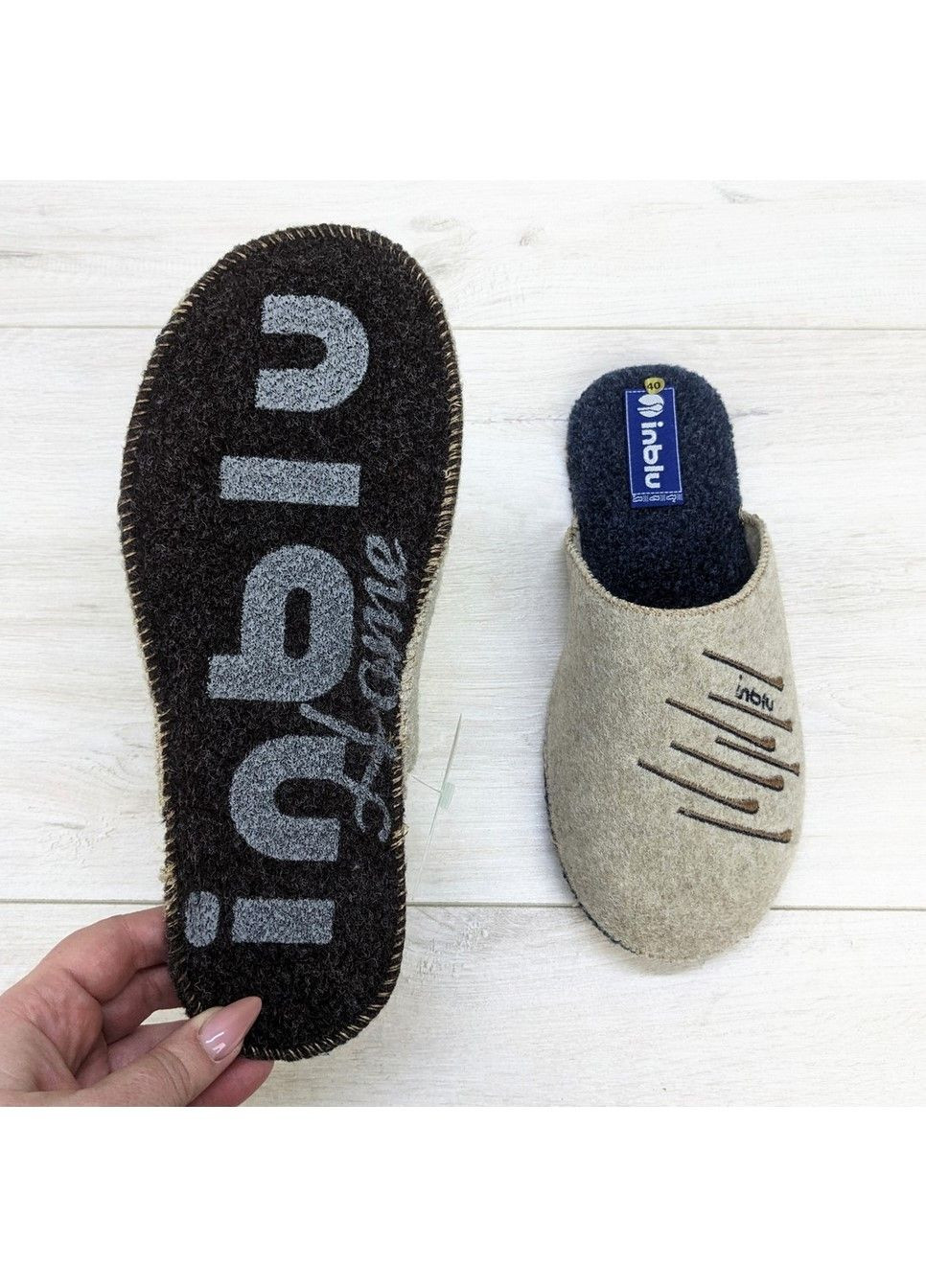 Песочные тапочки мужские фетровые для паркета коричневые Inblu