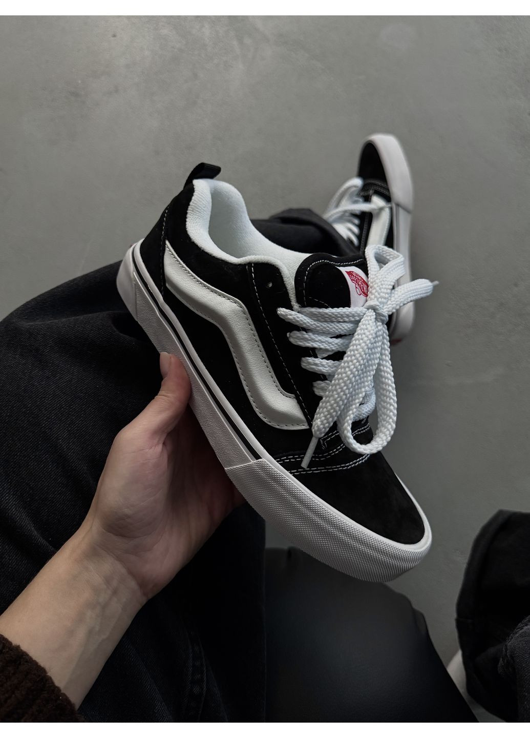 Чорні Осінні кеди чоловічі vans knu skool black / white ванс кну скул No Brand
