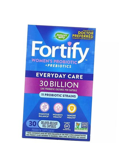 Пробиотики и пребиотик для женщин, Fortify Women's Probiotic + Prebiotics 30 Billion, 30вегкапс (69344010) Nature's Way (360620416)