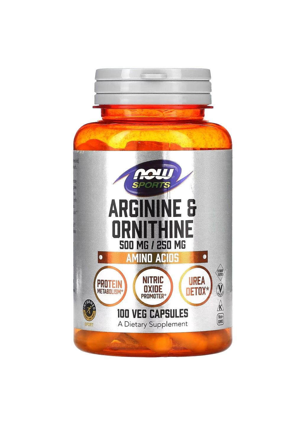 Комплекс Амінокислот Аргініну та Орнітину Arginine/Ornithine - 100 вег.капсул Now Foods (283375037)