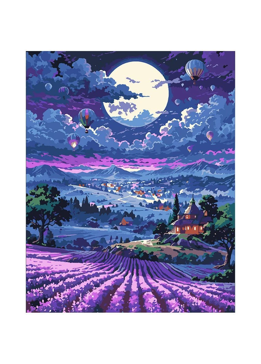 Картина по номерам Закат и лаванда 40x50 см LED Разноцветный (956653) Santi (376500505)
