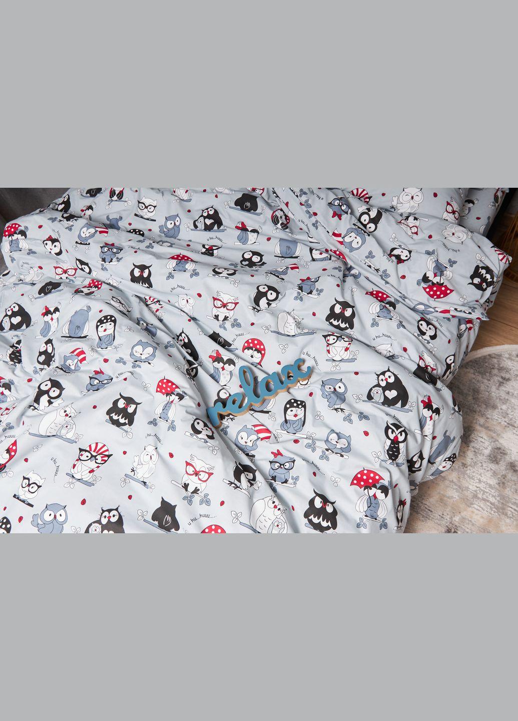 Комплект постільної білизни Бязь Gold Люкс «» сімейний 143х210х2 наволочки 2х50х70 (MS-820005486) Moon&Star Owls Gray (296909753)
