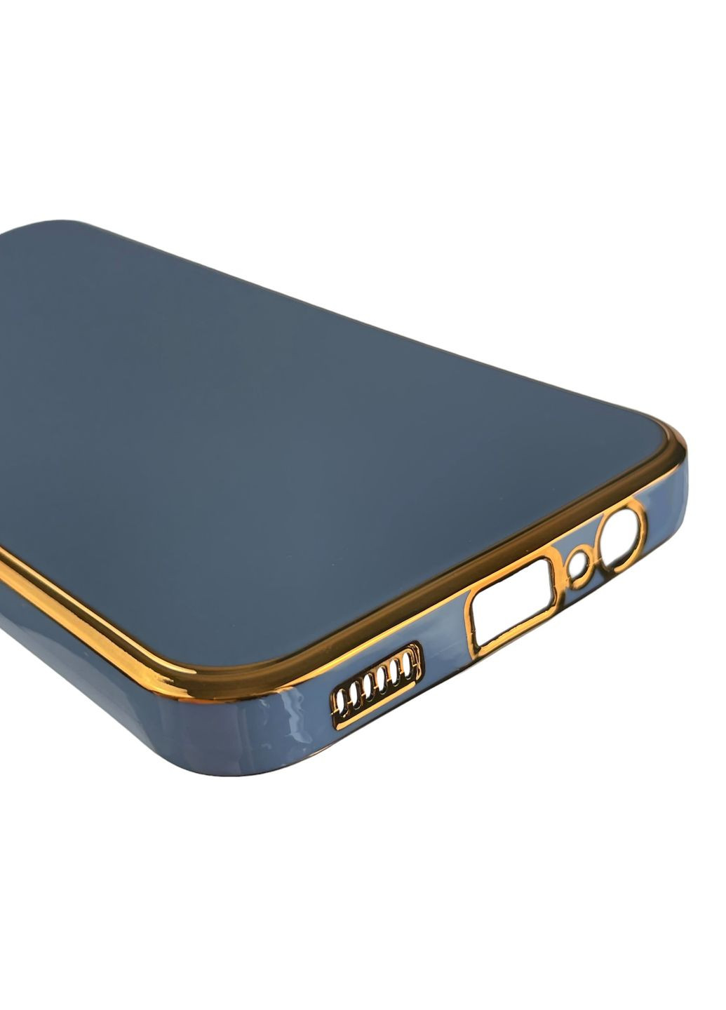 Чохол для Galaxy M14 5G SM-M146 глянсовий із золотою окантовкою із захистом камери на самсунг м14 синій Samsung (366020823)