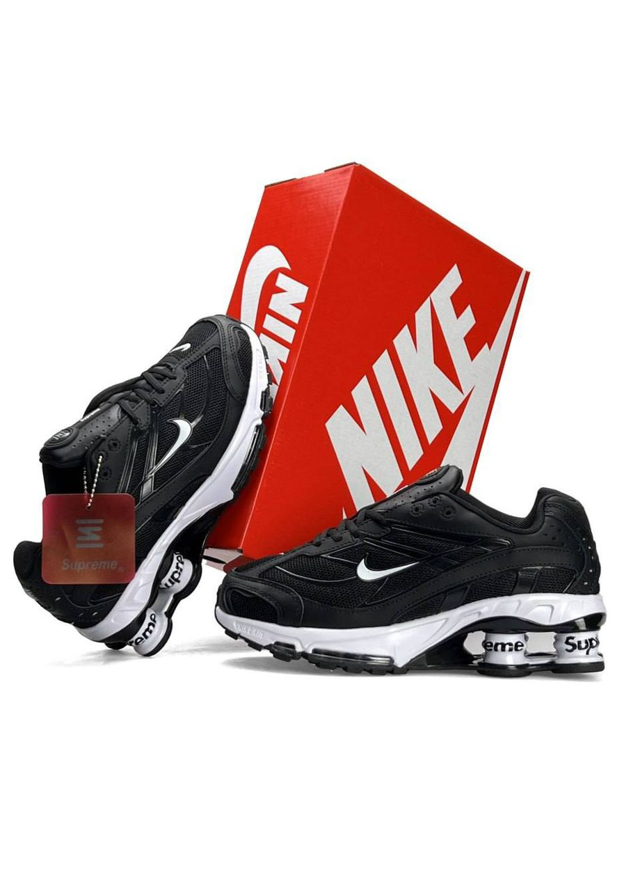 Черные демисезонные кроссовки мужские nike x No Brand Supreme Shox Ride 2 SP Black White