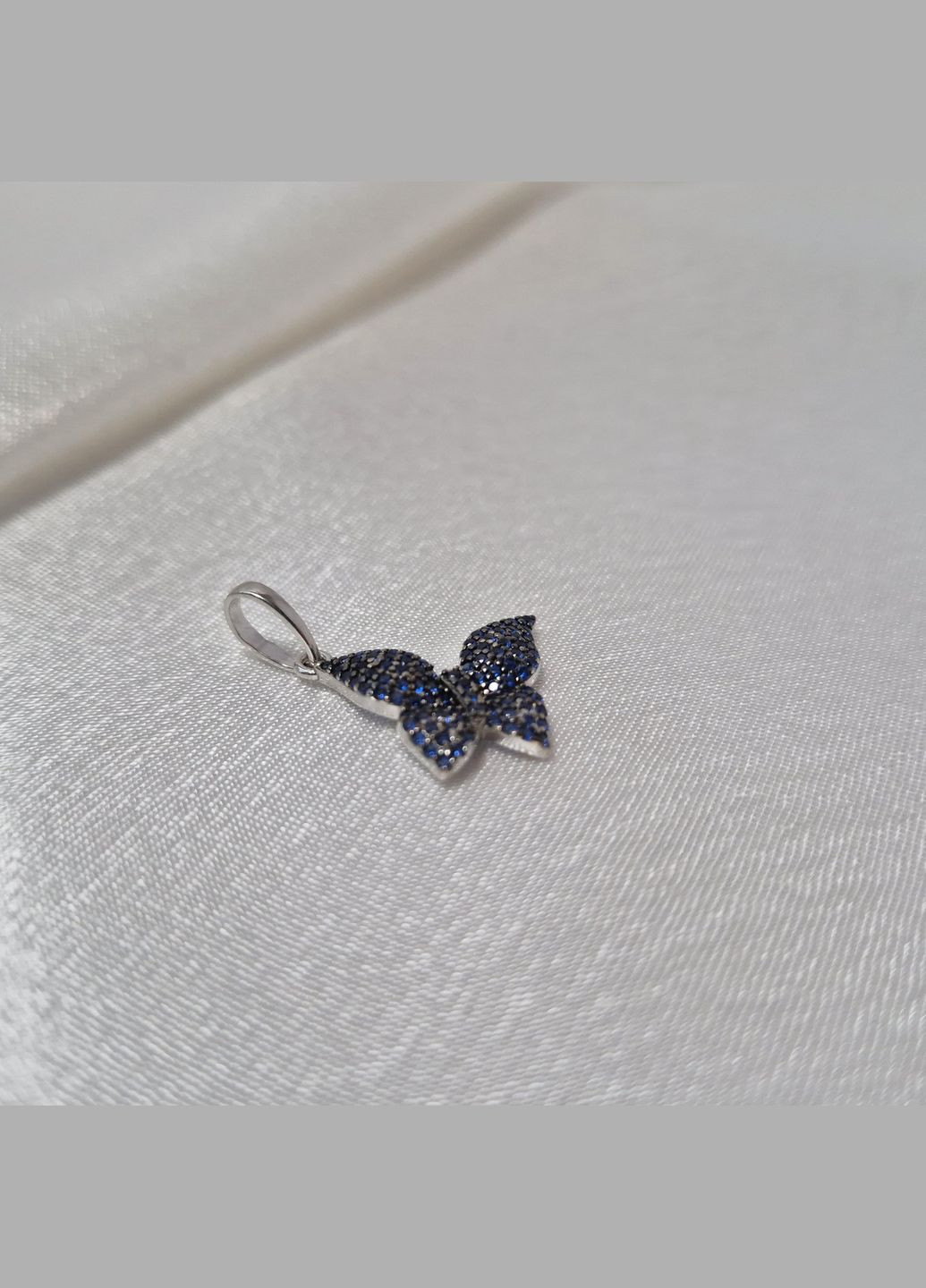 Срібна підвіска підвіс Метелик в Синіх Каменях срібло 925 проби родоване 89004с 1.45г No Brand (326602765)