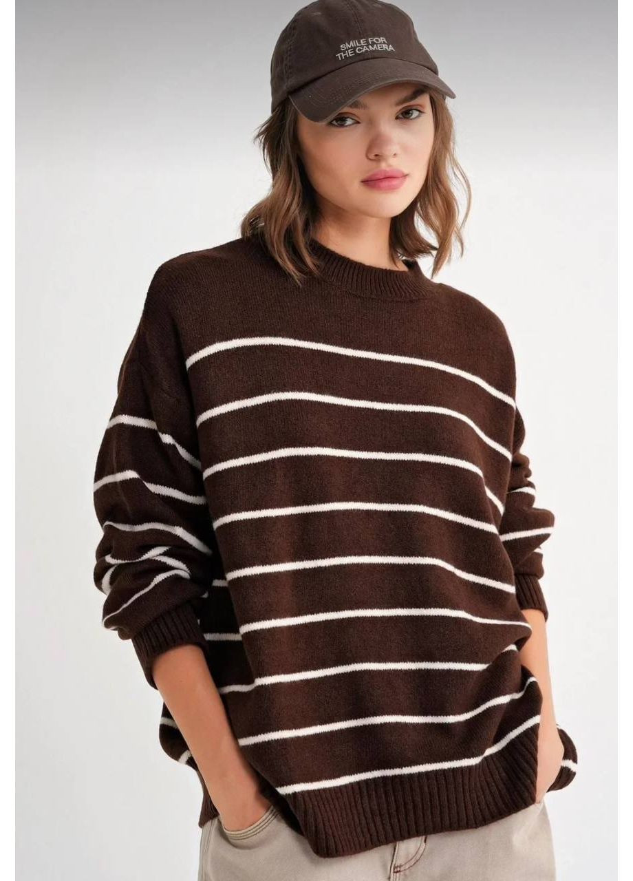 Коричневий демісезонний універсальний в'язаний светр турецького виробництва (заміри в описі) GD/GL Модний простір