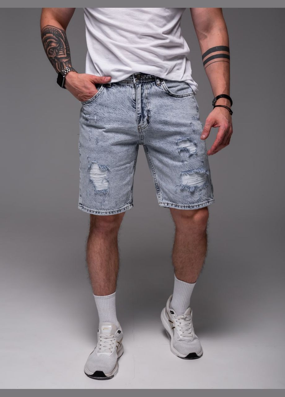 Чоловічі джинсові шорти блакитні рвані No Brand (343710640)