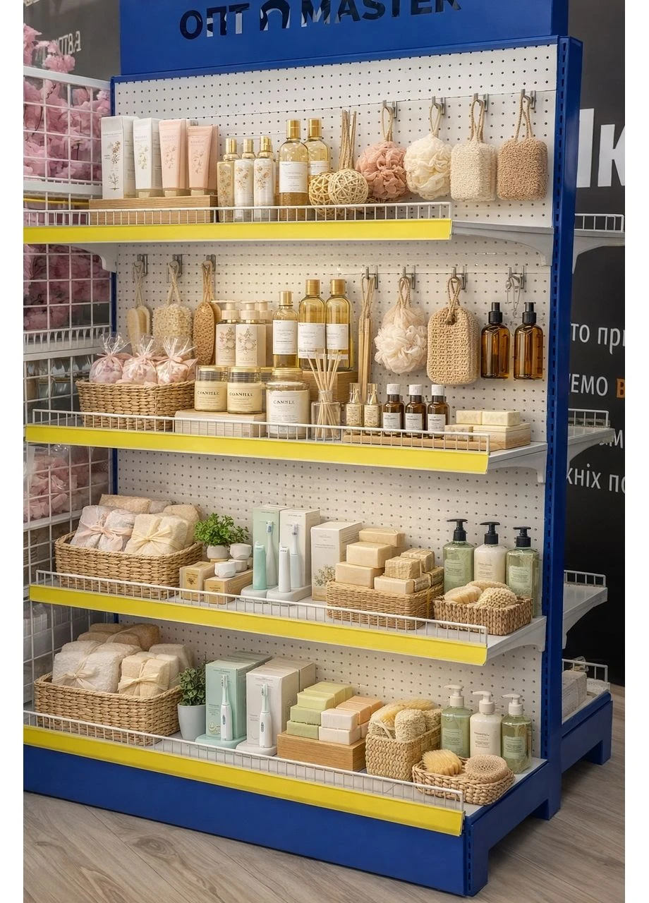 Стеллаж торговый двусторонний, металлический, нагрузка до 750 кг No Brand (388662897)