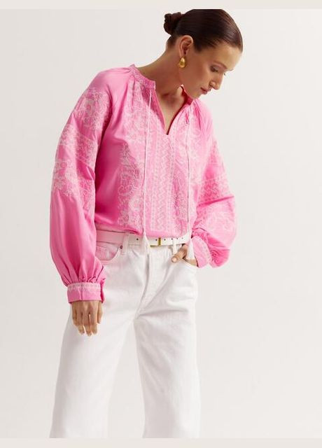Блузка вышиванка розовая с белой вышивкой You Best (293057495)
