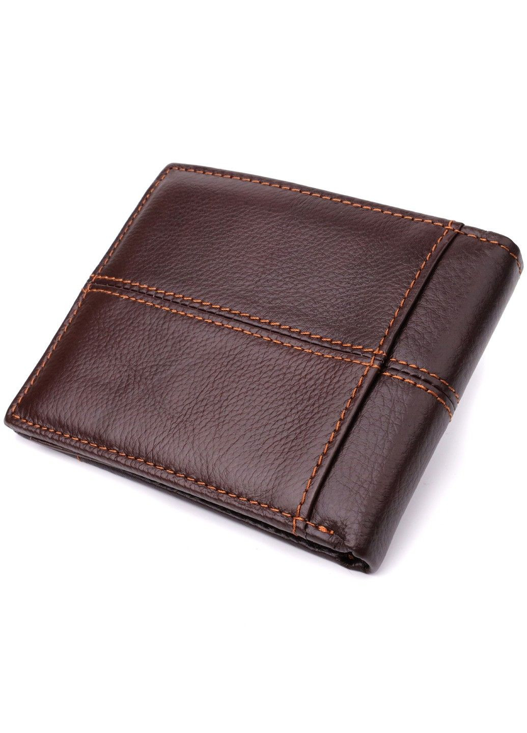 Горизонтальний стильний гаманець з натуральної шкіри 22888 Коричневий Vintage (327093749)