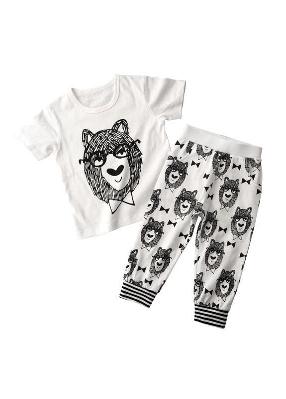 Білий демісезонний костюм дитячий з ведмедями ( 90см ) (о1057) Qoopixie