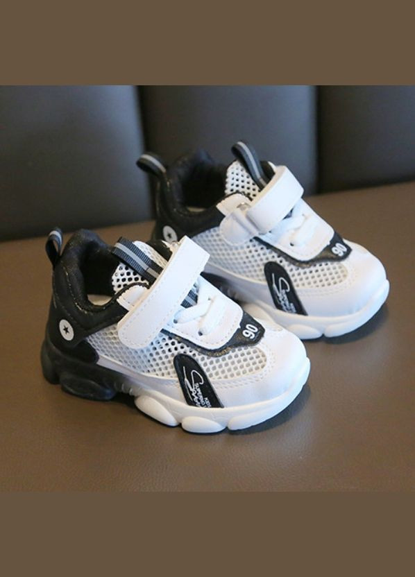 Комбіновані всесезонні кросівки дитячі літні no.1 біло-чорні No Brand