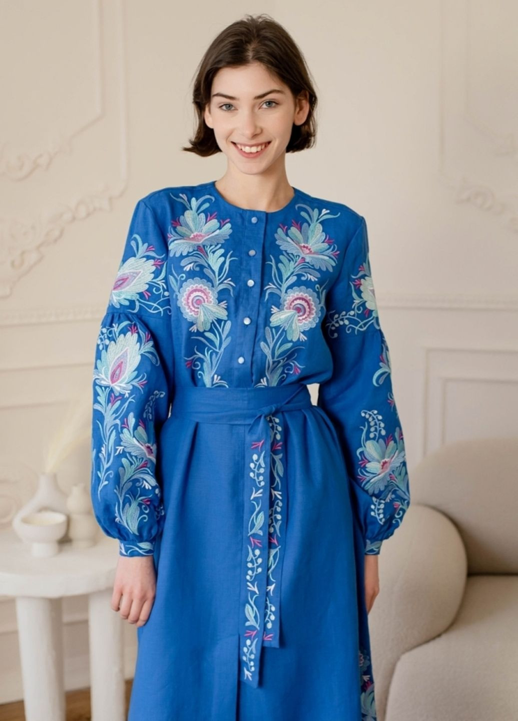 Синяя платье Vyshyvanka узор украинская символика (331291008)