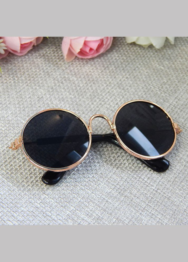 Очки для игрушек, металл, 8 см, золотая оправа/черные линзы No Brand (340483133)