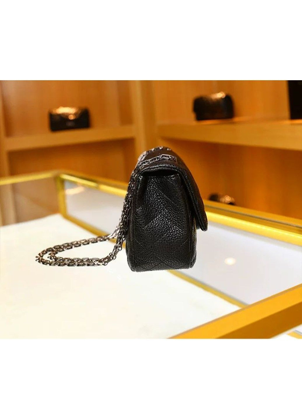 Сумка женская кроссбоди из экокожи черная стеганая зернистая No Brand (368713776)